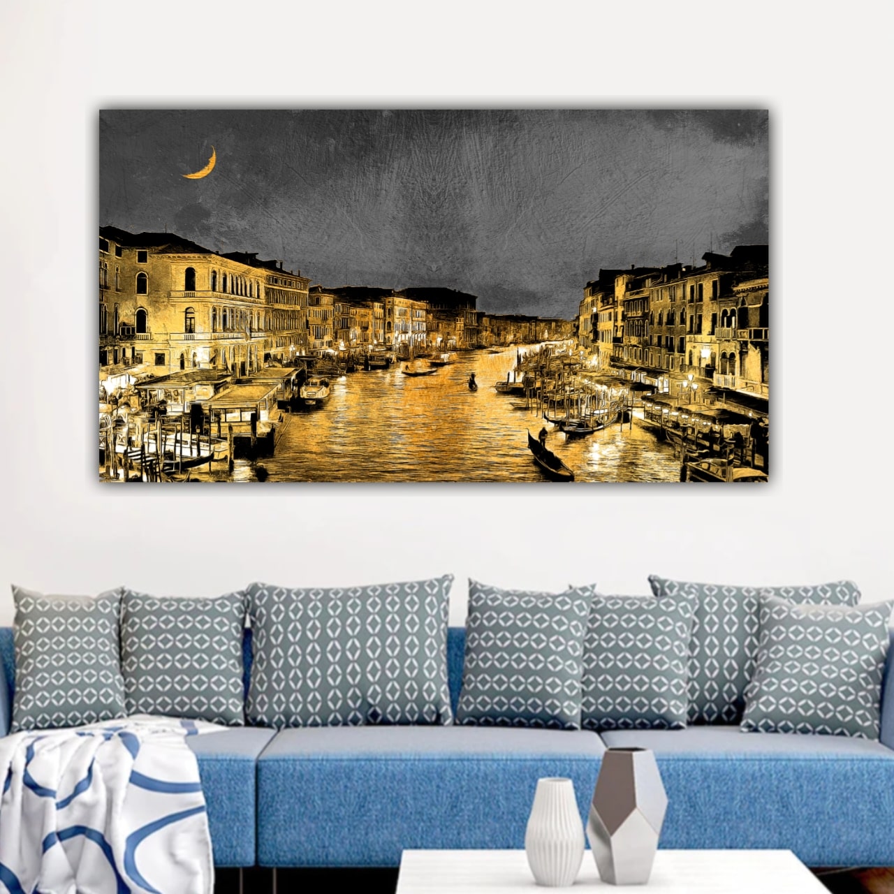 Canvas Painting Landscape Venice City Night View