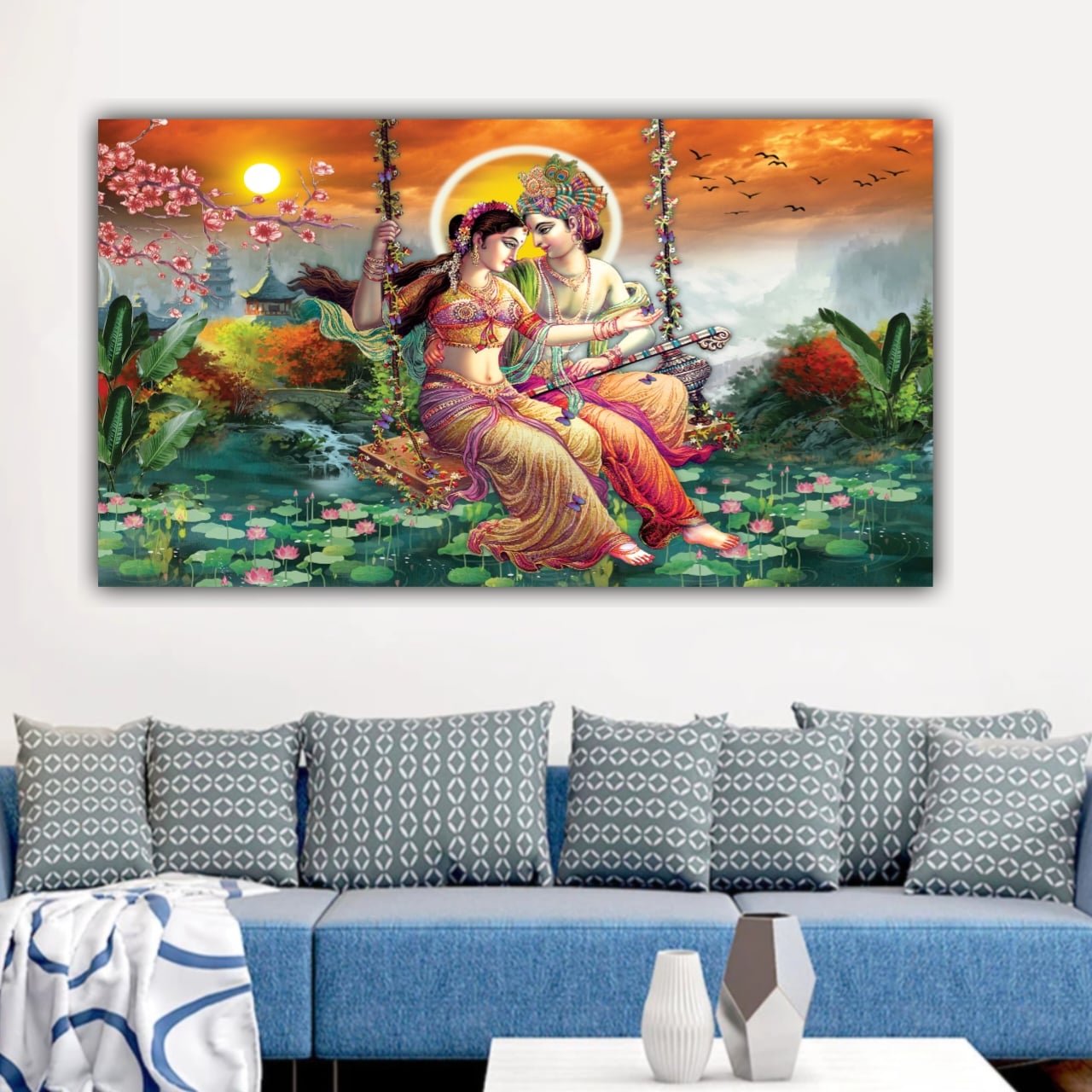 Beautiful Radha Krishna Wall Painting Frame for Living Room Wall Decors | Canvas Painting Frame | Wall Decors for Living Room