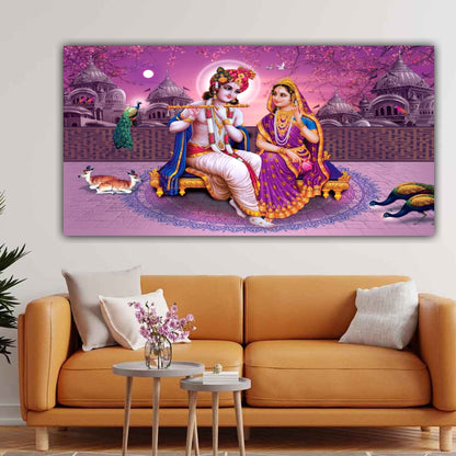 Radha Krishna Wall Painting with Frame for Living Room Wall Decors | Canvas Painting Frame | Madhubani Painting