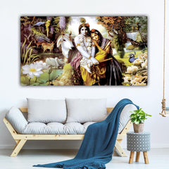 The Seven Colours Radha Krishna Wall Painting Frame for Living Room Wall Decoration | Radha Krishna Canvas Painting | Wall Decor for Living Room