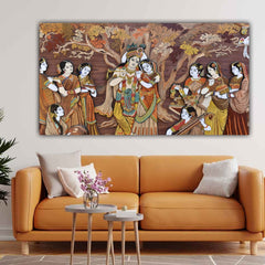 Madhubani Radha Krishna Wall Painting Frame for Living Room Wall Decor