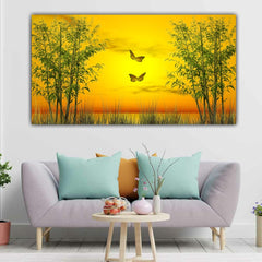 Canvas Painting Beautiful River Front Landscape with Frame for Living Room Wall Decors