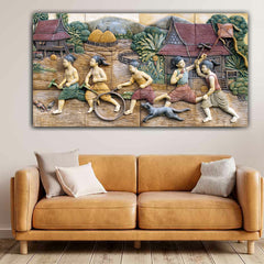 3D Canvas Painting A Farmer's Family Wall Frame for Living Room Wall Decoration 