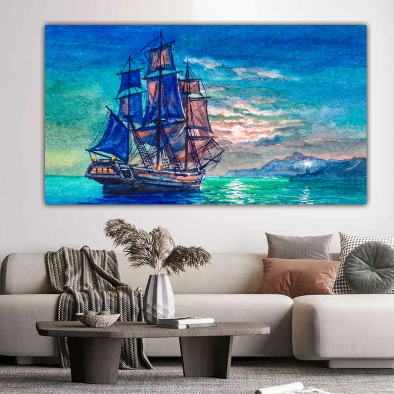 Canvas Painting A Sailing Ship Landscape Wall Painting Frame