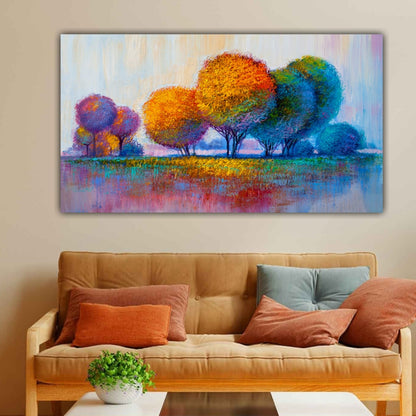 Canvas Painting Beautiful Colourful Trees Landscape Wall Painting Frame