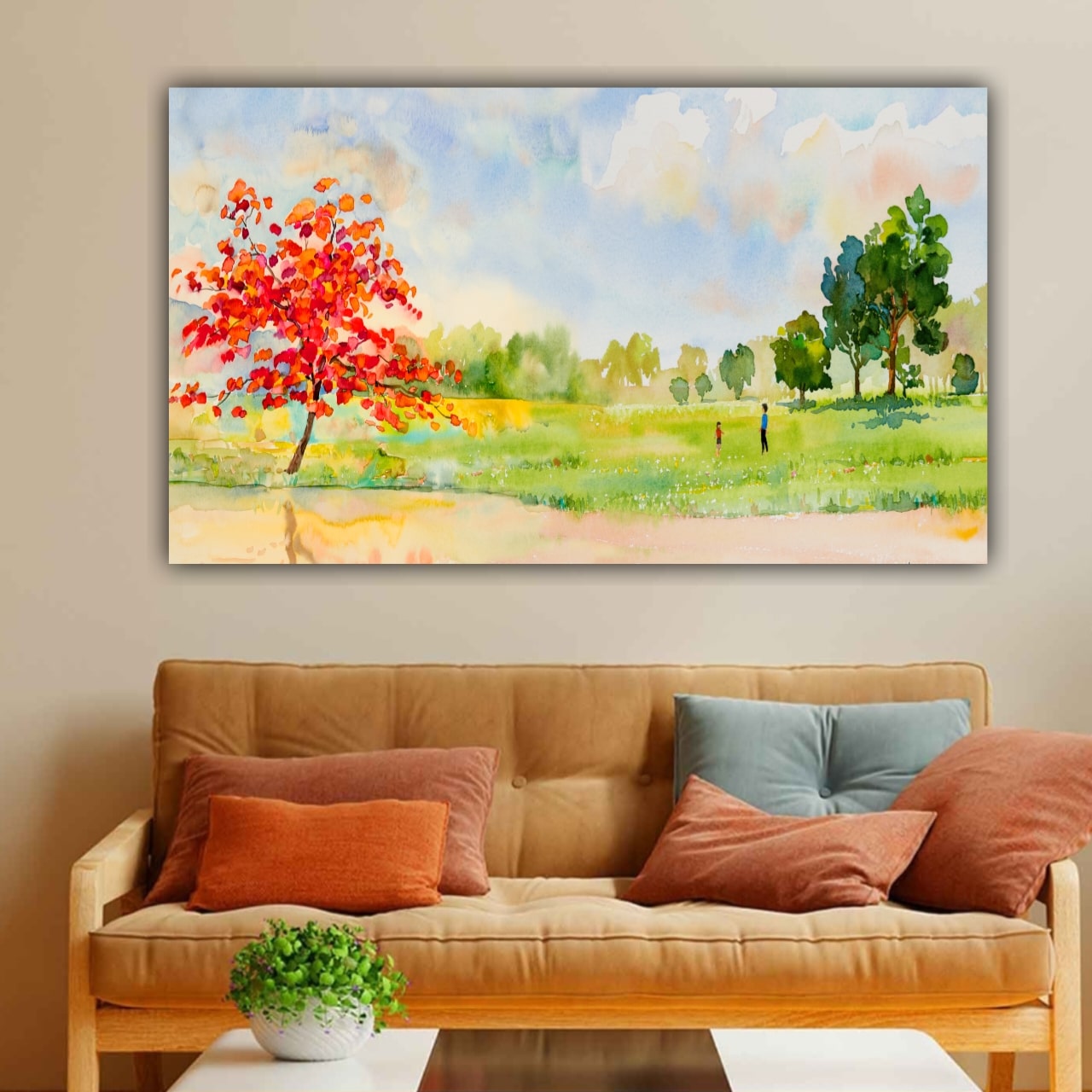 Canvas Painting Field Landscape Wall Painting Frame