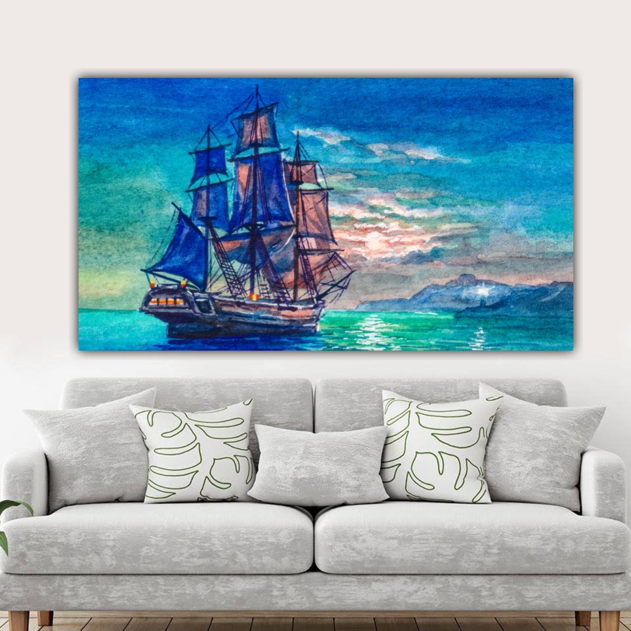 Canvas Painting A Sailing Ship Landscape Wall Painting Frame
