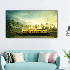 Beautiful Canvas Painting with Frame for Wall Decoration A Boat