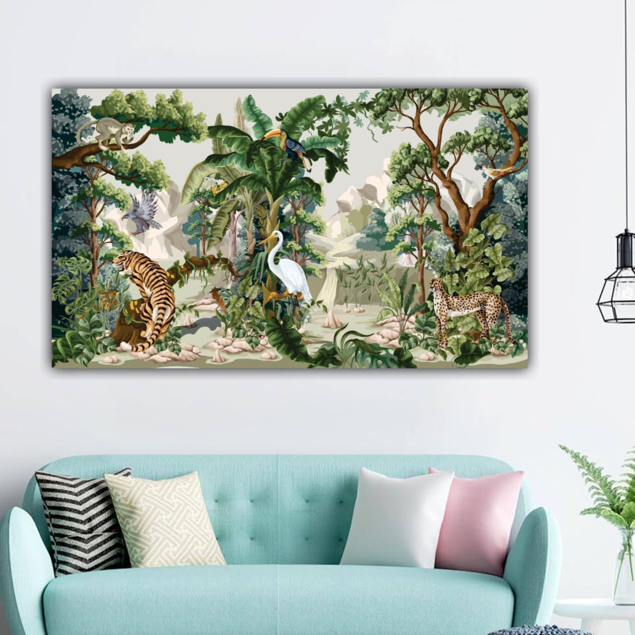Canvas Painting Forest Landscape Wall Painting Frame for Living Room