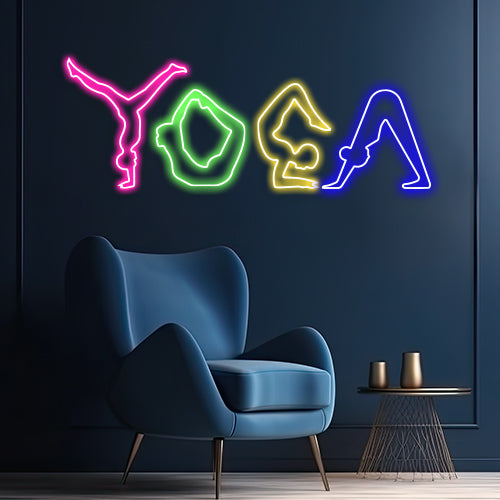 Beautiful Neon Light Wall Decors Yoga Postures Neon Light Wall Decorative