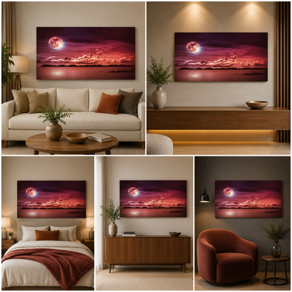 Moon Sky Painting Frame for Living Room Wall Decor