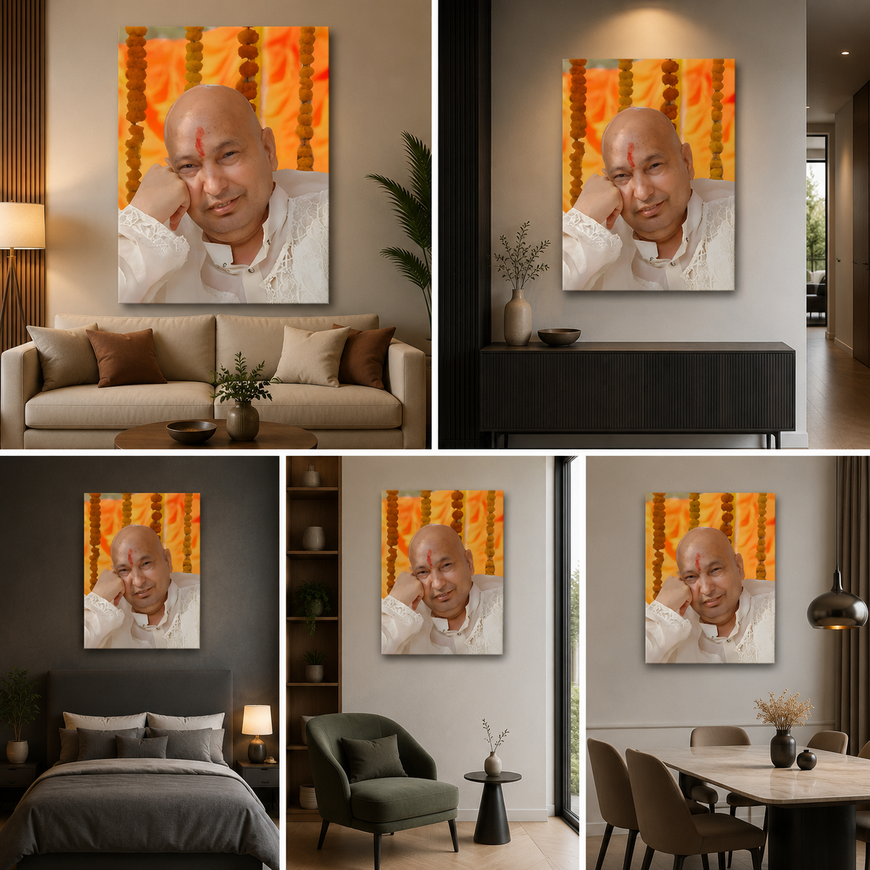 Guruji Swaroop Portrait Canvas Wall Frame | Religious Home Decoration Art