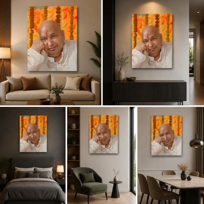 Guruji Swaroop Portrait Canvas Wall Frame | Religious Home Decoration Art