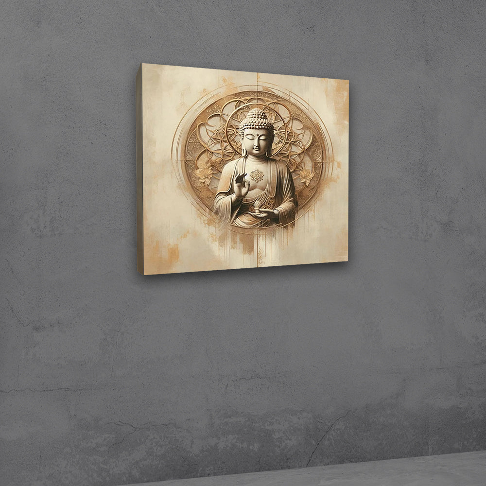 Blessing Lord Buddha Canvas Painting Wall Frame | Lord Buddha Wall Art Frame