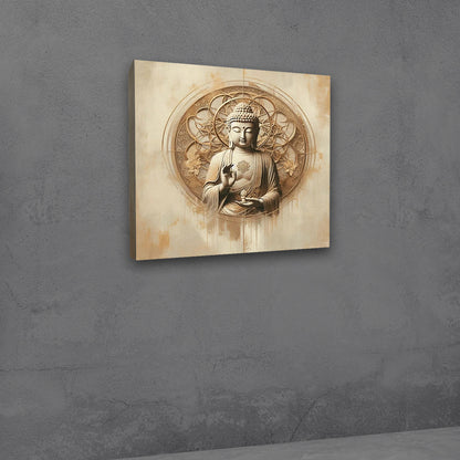 Blessing Lord Buddha Canvas Painting Wall Frame | Lord Buddha Wall Art Frame