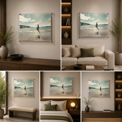 Acrylic Photo Frame with Standoff Mount | Frameless Glass Look Wall Frame | Modern Floating Picture Display for Home & Office Decor