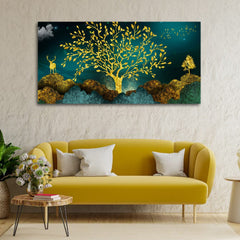 3D Canvas Painting Deer on Mountain Wall Frame for Living Room Wall Decoration | Office Wall Decor | Large Size Painting