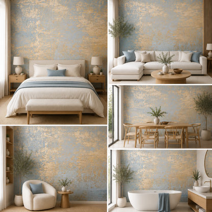 Gold and Silver Texture Wallpaper for Living Room
