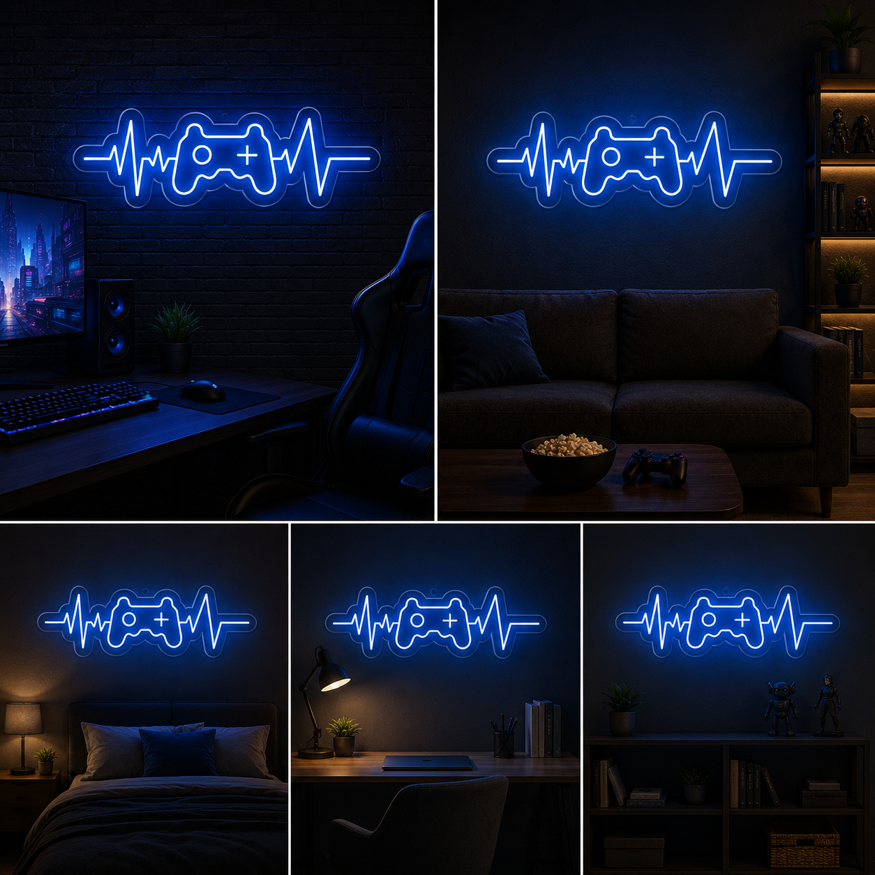 Gaming Controller Neon Sign Board | Neon Light Name Plate | Neon Name Light Customized (24 By 12 Inches)