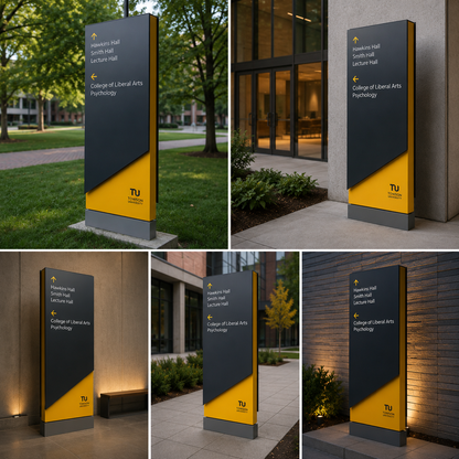 Outdoor Wayfinding Signage Totem Board for Campus, Commercial Spaces & Directional Display Sign