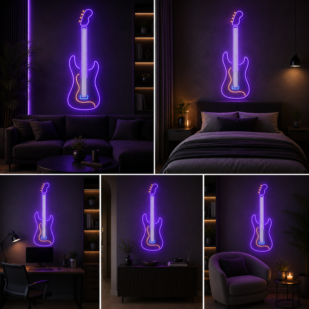 Electric Guitar Neon Sign Board – Custom Neon Light Wall Decor