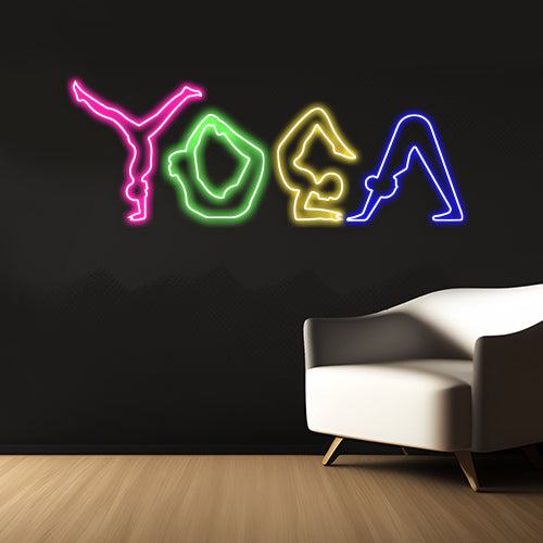 Beautiful Neon Light Wall Decors Yoga Postures Neon Light Wall Decorative