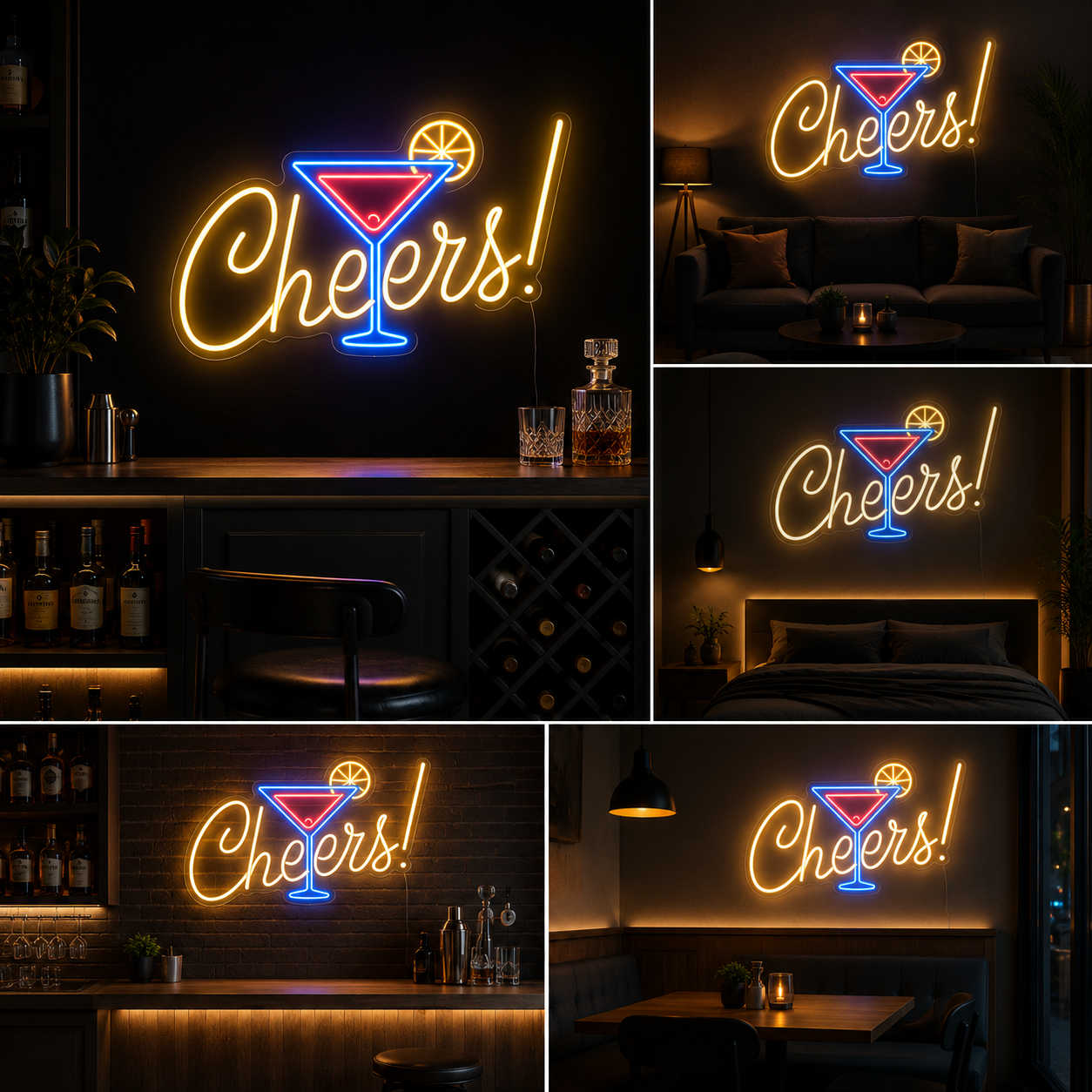 Cheers Neon Sign LED Wall Light Big Size Bar & Cafe Decor (20 By 15 Inches)