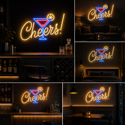 Cheers Neon Sign LED Wall Light Big Size Bar & Cafe Decor (20 By 15 Inches)