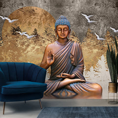 Beautiful Wallpaper for Living Room, Blessing Lord Buddha Wallpaper for Living Room Large Size | Self Adhesive Wallpapers, just Peel and Stick Wallpapers for Bedroom, Office Walls | Hassle Free Installation