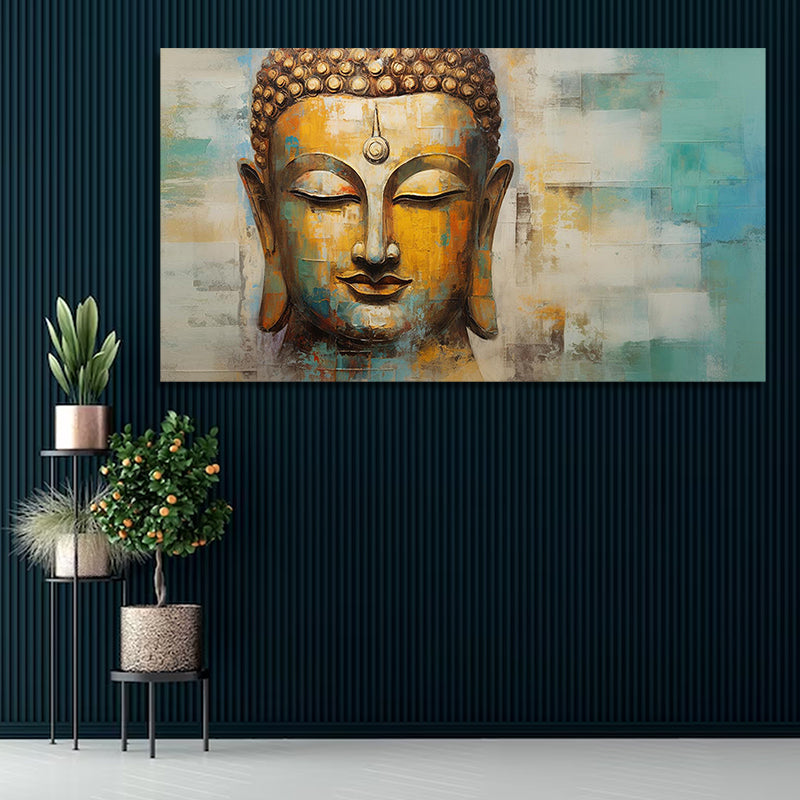 Lord Buddha Canvas Painting Wall Frame | Meditating Lord Buddha Big Large Size Canvas Painting Frame