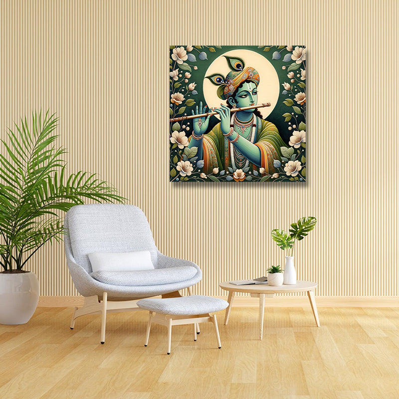 Lord krishna Canvas Painting Frame Abstract Wall Art for Wall Decor | Krishna Canvas Painting
