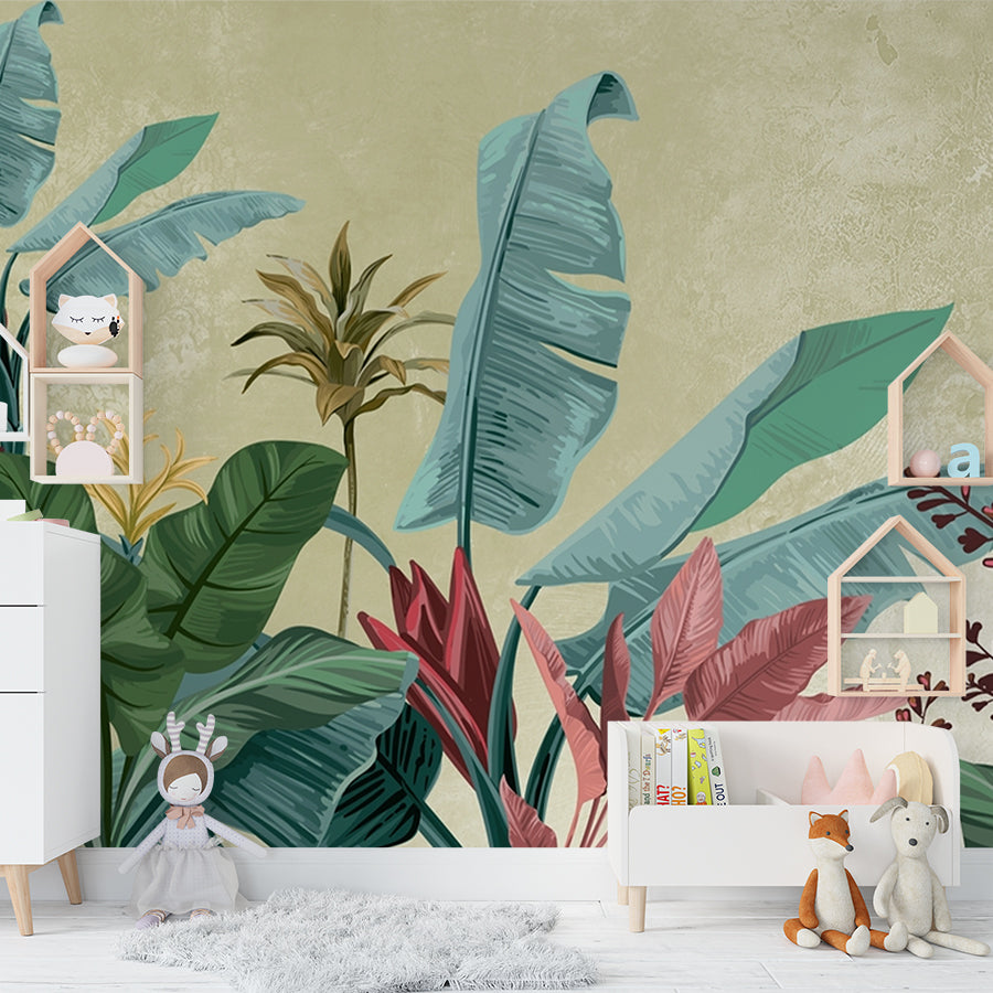 Premium Banana Tree Art Wallpaper Self Adhesive for Living Room