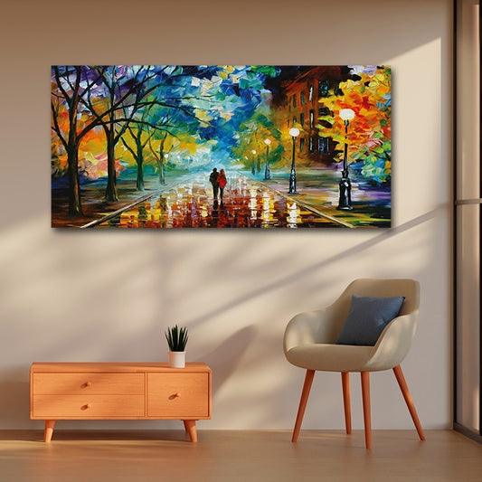 Couples Walking Canvas Painting Wall Frame for Wall Decor | Big Large Size Canvas Painting Frame