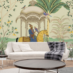 Beautiful Ancient Indian Mughal Art Wallpaper for Living Room, Bedroom, Office Walls Decor Wallpaper | Just Peel and Stick Self Adhesive Wallpaper