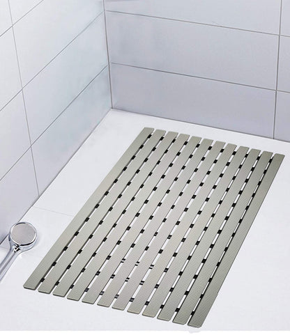 PVC Shower Bath Mat with Non Suction Anti Slip (Grey)