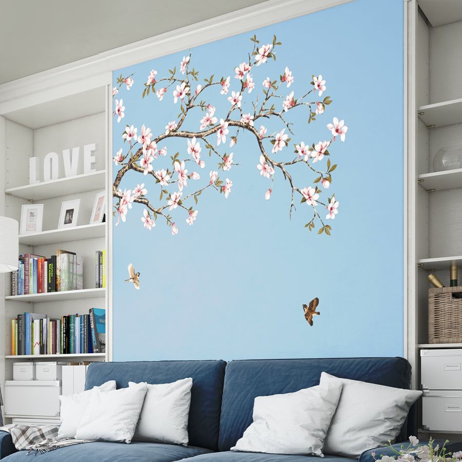 Bird in a Floral Tree  Wallpaper for Living Room