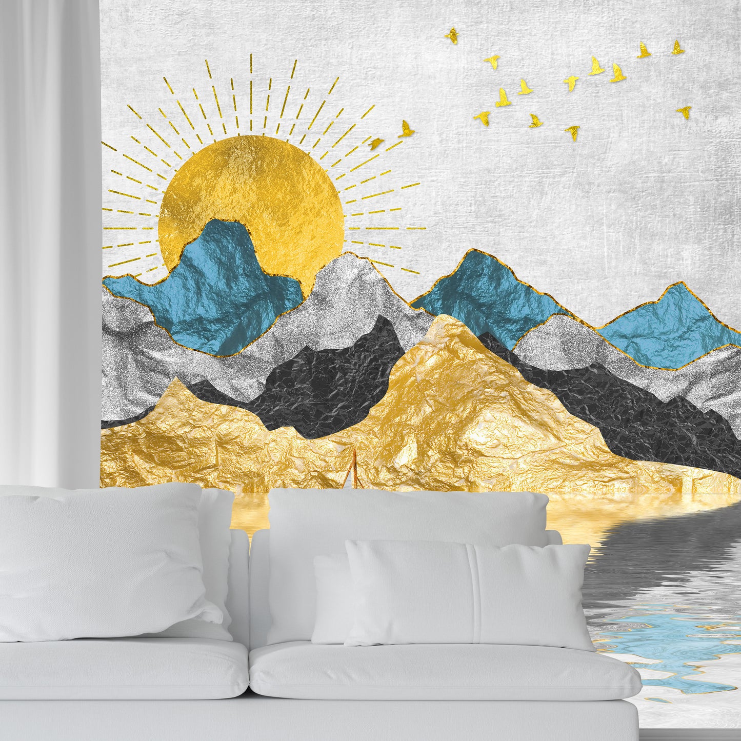 Mountain and Sunrise Wallpaper Self Adhesive for Home