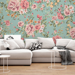 Floral Art Wallpaper for Living Room, Self Adhesive Flower Design Wallpapers, just Peel and Stick Wallpapers for Bedroom, Office Walls | Hassle Free Installation