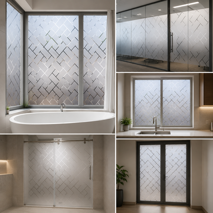 Minimal Pattern Frosted Glass Film for Windows & Doors | Modern Decorative Privacy Vinyl | Subtle Design Glass Sticker
