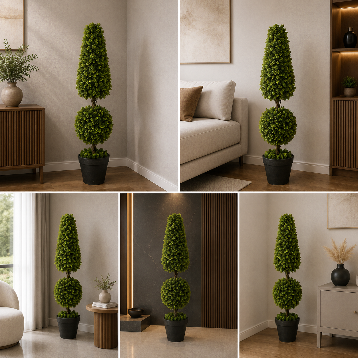 Artificial Plants Topiary Spiral Potted Tree Faux Plant Indoor Artificial Plants 104 cm