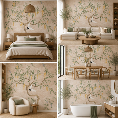 Chirping Birds Wallpaper for Living Room Walls Decor