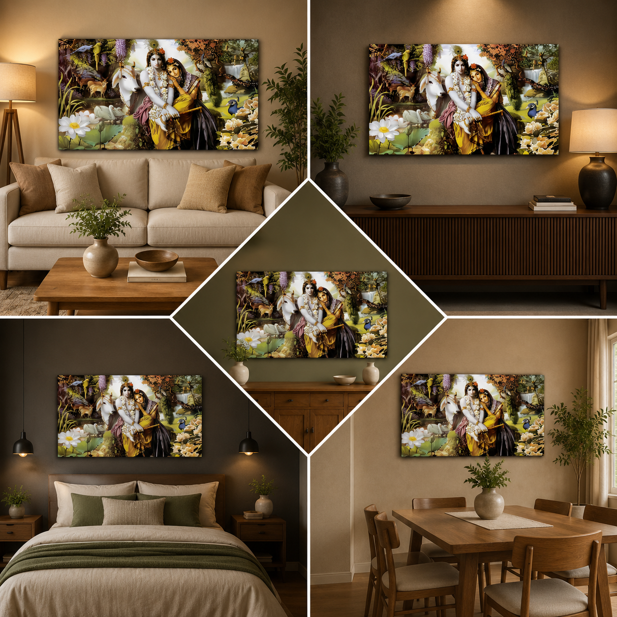 Radha Krishna Wall Painting Frame for Living Room
