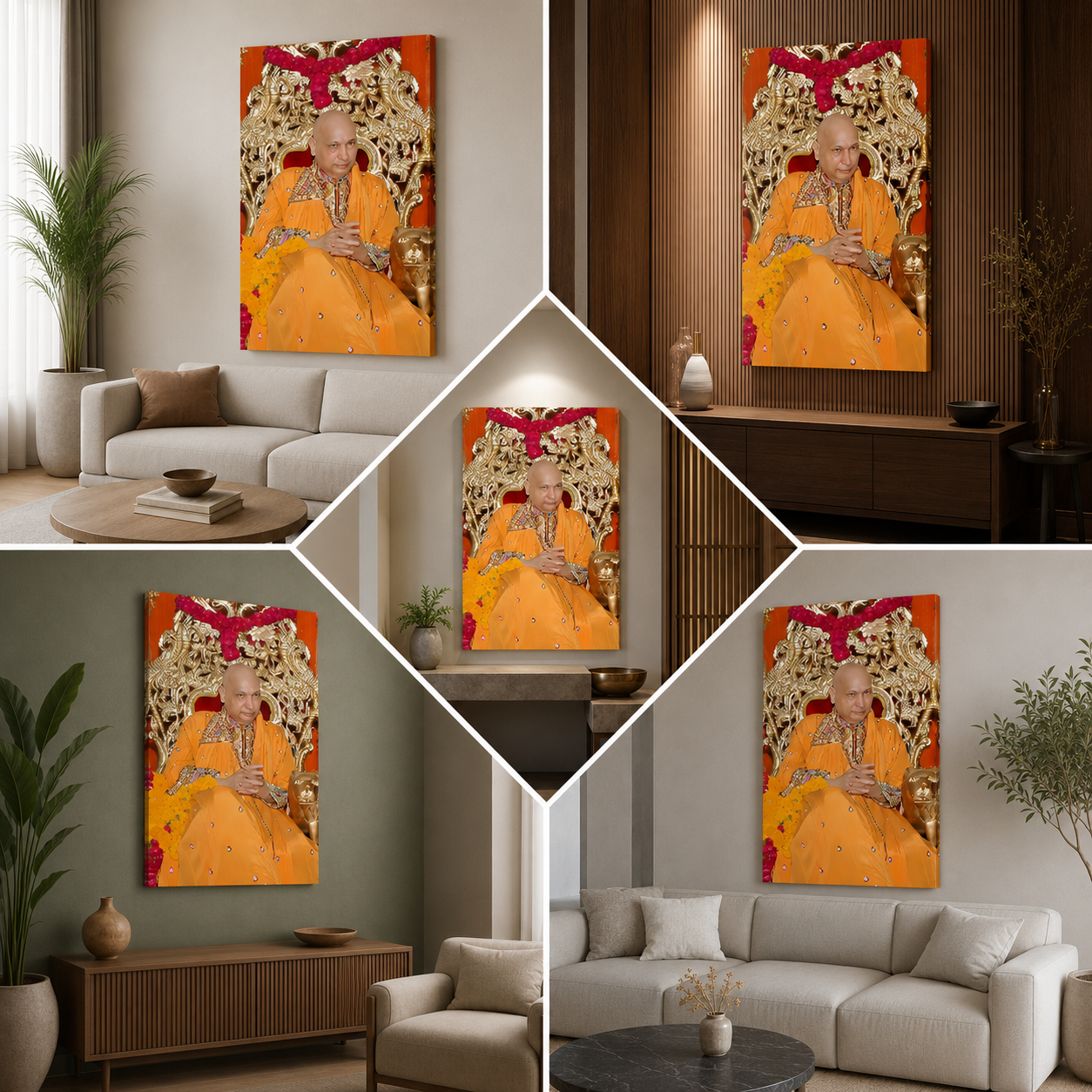 Spiritual Guru Portrait Canvas Wall Art | Religious Photo Frame for Home Decor, Temple & Living Room