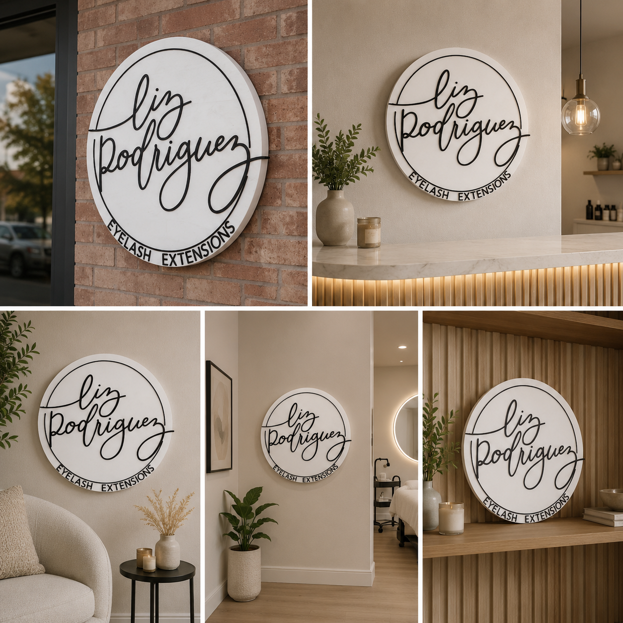 Extensions Round Acrylic Sign | Custom 3D Salon Logo Board for Lash Studio & Beauty Branding