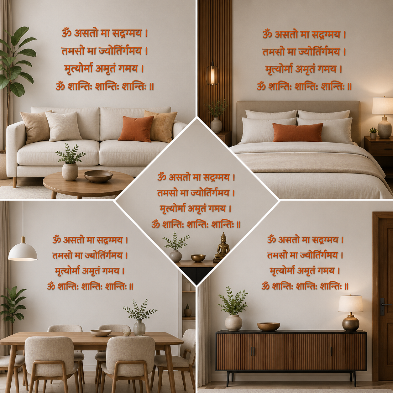 3D Astro Maa Sadgamaya Mantra Wall Decor Orange (24 x 24 Inches)