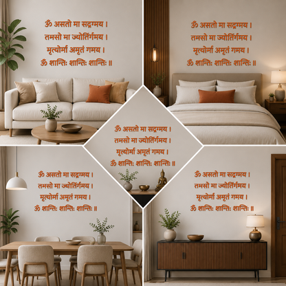 3D Astro Maa Sadgamaya Mantra Wall Decor Orange (24 x 24 Inches)