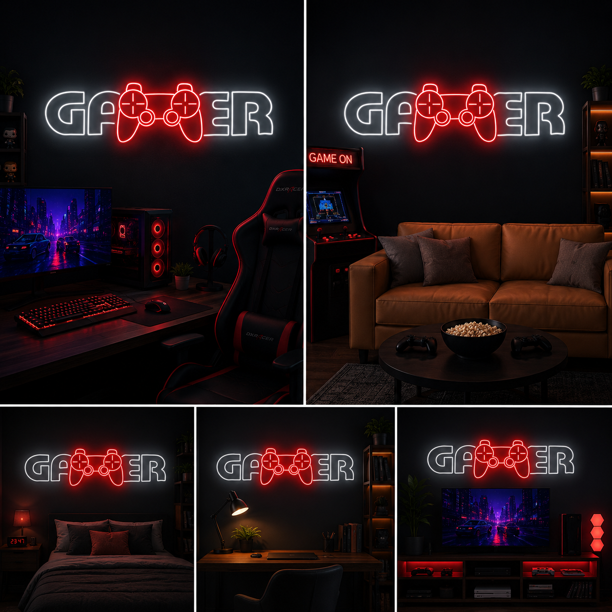 Gamer Neon Sign Board | Neon Light Name Plate | Neon Name Light Customized (24 By 18 Inches)