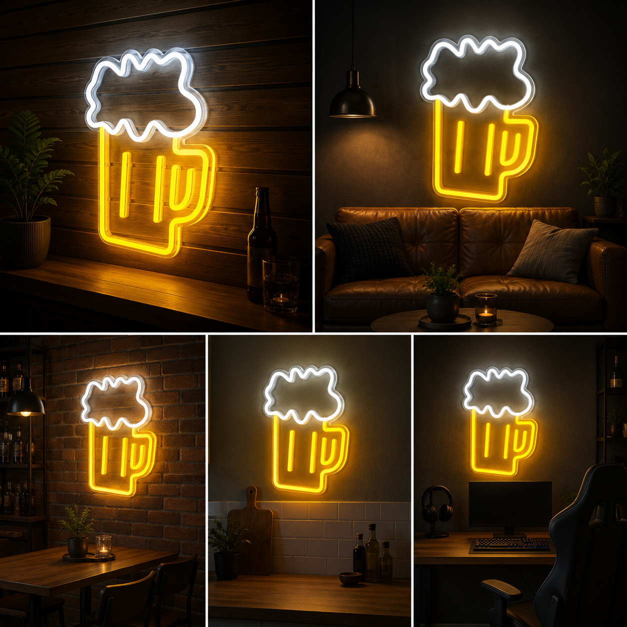Beer Mug Neon Sign Board | Custom Neon Light Signs | Customised Neon Light Name Plate Bar Wall Decor (15 By 15 Inches)