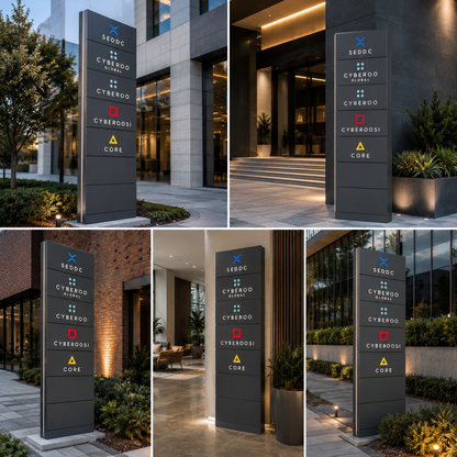 Outdoor Directory Totem Sign Board for Corporate Parks, Office Complex & Business Wayfinding Signage