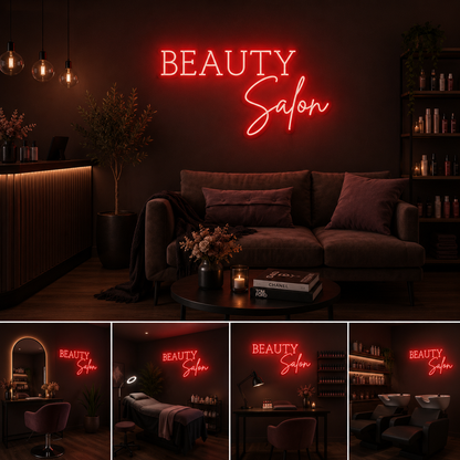 Beauty Salon Neon Sign Board | Neon Light Name Plate | Neon Name Light Customized (30 By 20 Inches)